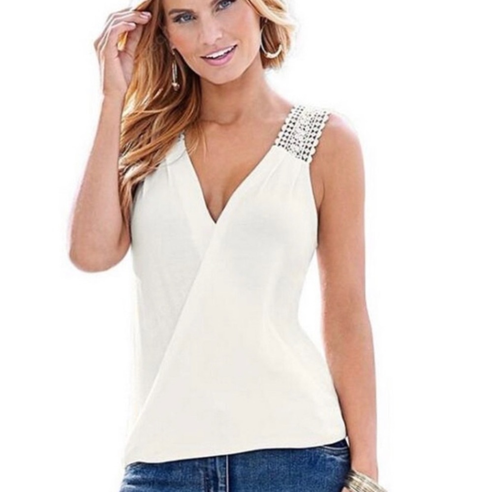 (Bonus Jewelry included ‼️) Sexy Sleeveless Open Back Lace Chiffon Shirt